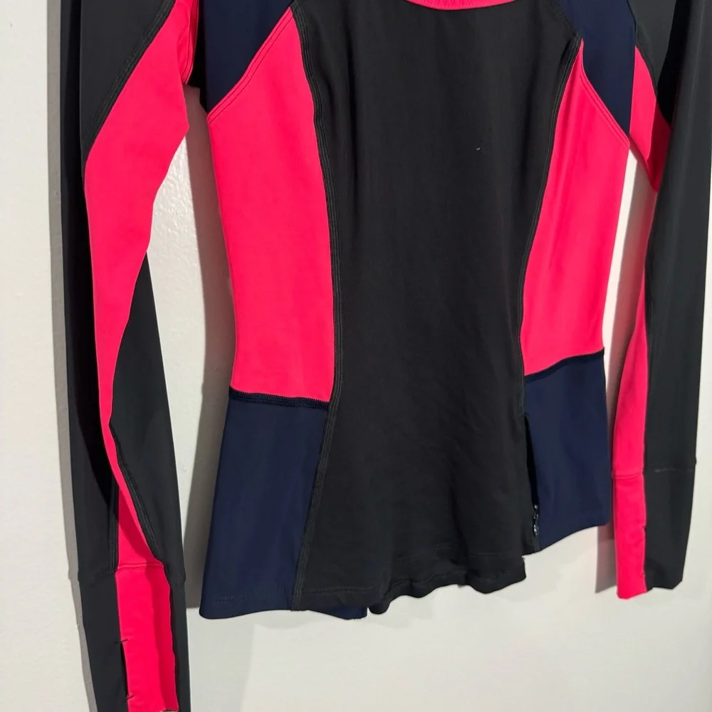Lululemon Trail Bound‎ Long Sleeve Deep Coal Deep Navy Electric Coral Size 4